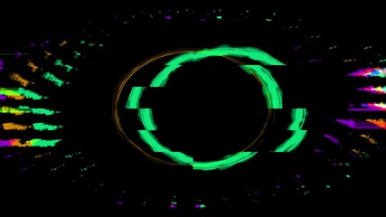 Fototapete - abstract  neon green purple light bursts on a black background