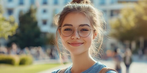 Poster - Smiling Woman with Glasses