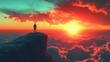 © Tyoma - A man stands on a mountain top, looking out at the sunset