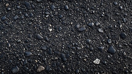 Textured Black Gravel Surface with Varied Stones