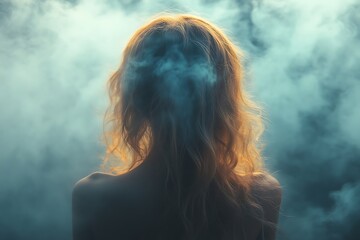 Poster - Mystical Woman Disappears in Smoke, Spiritual Fantasy Art