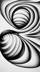 Wall Mural - A drawing of two black and white swirls on a piece of paper, AI