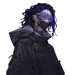 Canvas Print - Cyberpunk Anime Character with Black Mask and Goggles