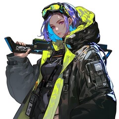 Sticker - Cyberpunk Female Character Illustration