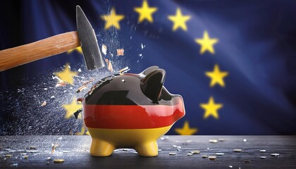 Wall Mural - Breaking the German Piggy Bank Amidst EU Economic Challenges