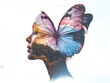 © Puchong - Vibrant natural double exposure of a woman s face overlaid with a colorful butterfly, reflecting self-care and transformation