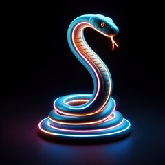 Wall Mural - snake on a black background. 3D rendering. Neon lights