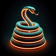 Wall Mural - snake on a black background. 3D rendering. Neon lights