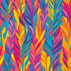 Canvas Print - Vibrant and colorful abstract leaf pattern in a seamless design perfect for print and web backgrounds.  