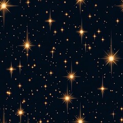 Wall Mural - seamless pattern with golden stars on dark blue sky.