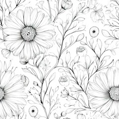 Sticker - manga Styled floral seamless pattern. 