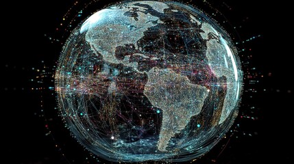 Wall Mural - global inflation rate, stock market and risk asset, transparent globe, graph
