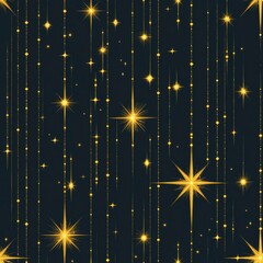Wall Mural - festive atmosphere with golden stars on a dark background. holiday seamless pattern. christmas star.