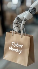 Digital shopping : vibrant text design for Cyber Monday, online deals, discounts, e-commerce excitement, showcasing modern consumer experience during this highly anticipated event.