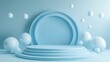 © LouvrianDesign - Background vector 3d blue rendering with podium and minimal blue stage scene, product abstract background 3d rendering abstract stage shape blue pastel podium. Stage 3d for product in podium scene