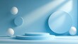 © LouvrianDesign - Background vector 3d blue rendering with podium and minimal blue stage scene, product abstract background 3d rendering abstract stage shape blue pastel podium. Stage 3d for product in podium scene