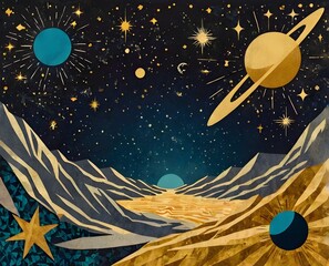 Wall Mural - Abstract Grungy Space Moonscape