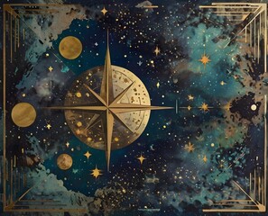 Wall Mural - Mid Century Abstract Grungy Space Moonscape