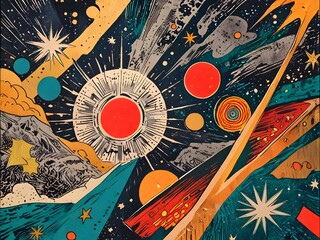 Wall Mural - Abstract Grungy Space Moonscape