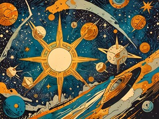 Wall Mural - Abstract Grungy Space Moonscape