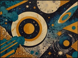 Wall Mural - Abstract Grungy Space Moonscape