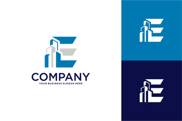 Wall Mural - building logo design with letter e