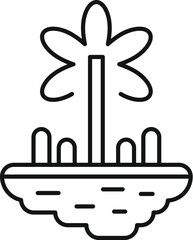 Sticker - Growing palm tree island with grass line icon for web, mobile and infographics