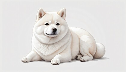 cute fat shiba dog illustration white background