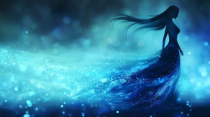 Wall Mural - A female form made from blue energy. 
