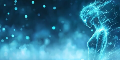 Wall Mural - A female form made from blue energy. 