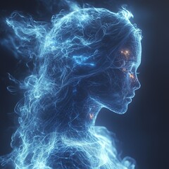 Wall Mural - A female form made from blue energy. 