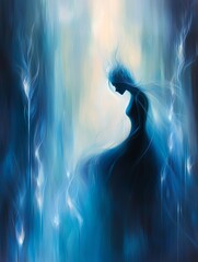 Wall Mural - A female form made from blue energy. 