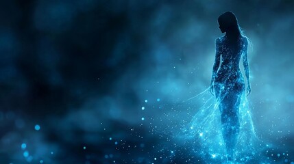Wall Mural - A female form made from blue energy. 