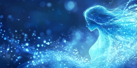 Wall Mural - A female form made from blue energy. 