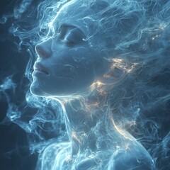 Wall Mural - A female form made from blue energy. 