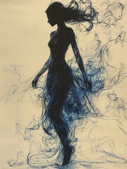Wall Mural - A female form made from blue energy. 