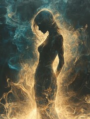 Wall Mural - A female form made from blue energy. 