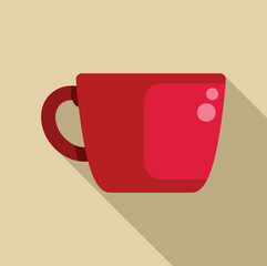 Poster - Red cup casting long shadow on beige background, simple flat vector illustration