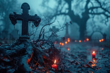 Halloween Decor: Spooky Dead Tree with Eerie Background