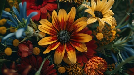 Canvas Print - Vibrant Floral Arrangement with Diverse Blooms