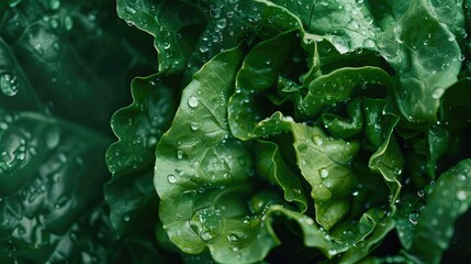 Sticker - Close-up View of Dew-Covered Lettuce