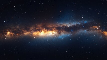 Wall Mural - A panorama of the Milky Way galaxy with dense star clusters and dark cosmic voids, creating a stunning visual across the night sky.