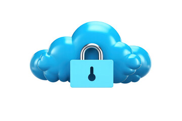 A cloud icon with a padlock and binary code emphasizing cloud data security and protection isolated on white background