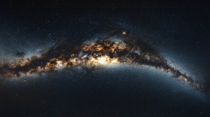 Wall Mural - A wide panorama of the Milky Way galaxy with dense star clusters and dark cosmic voids, stretching across the night sky.