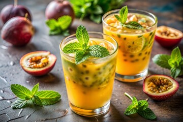 Passion fruit and mint cocktails classic summer drink