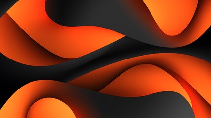 Canvas Print - Abstract Orange and Black Wavy Pattern