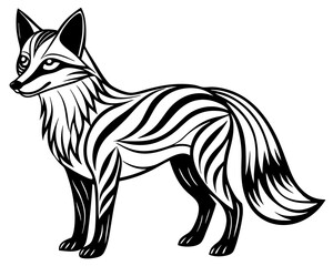 Sticker - Elegant Fox Line Art Vector Illustration