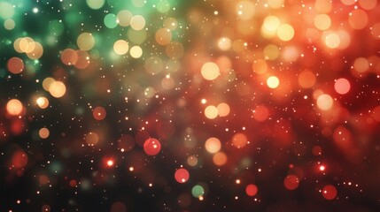 Wall Mural - Enchanting bokeh light background with a Christmas theme, featuring blurred lights in rich red and green hues