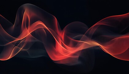 Wall Mural - Abstract Red Waves on Black Background