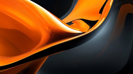 Wall Mural - Abstract Orange and Black Swirling Shapes